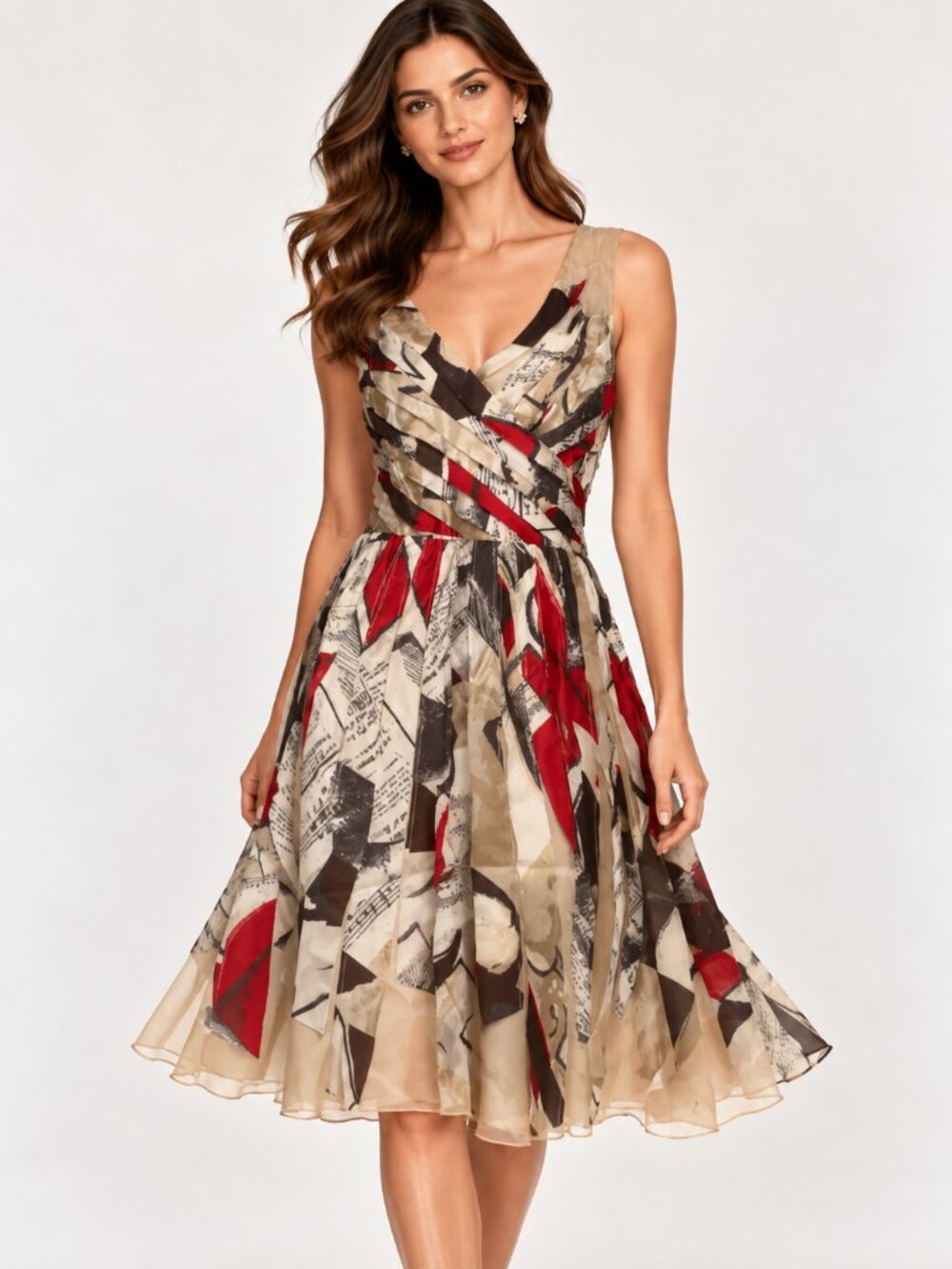 NWT  Oscar de la Renta 2012 Silk Printed A-Line Knee Length Dress $3240 Size 10